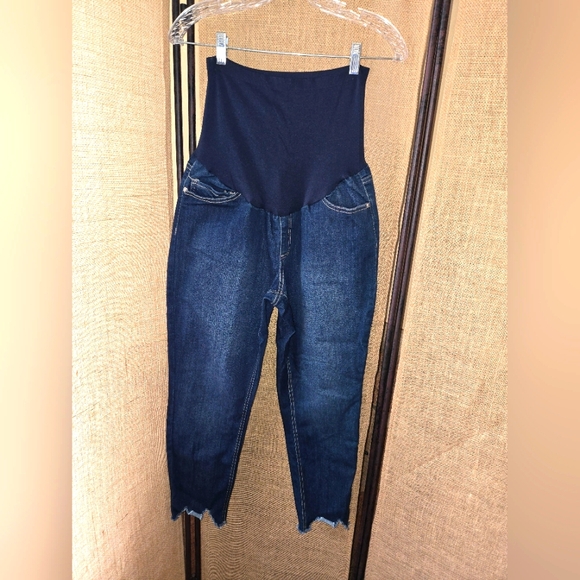 Women's Alivia Ford Distressed Hem Maternity Blue Jeans Size XL - Picture 1 of 11